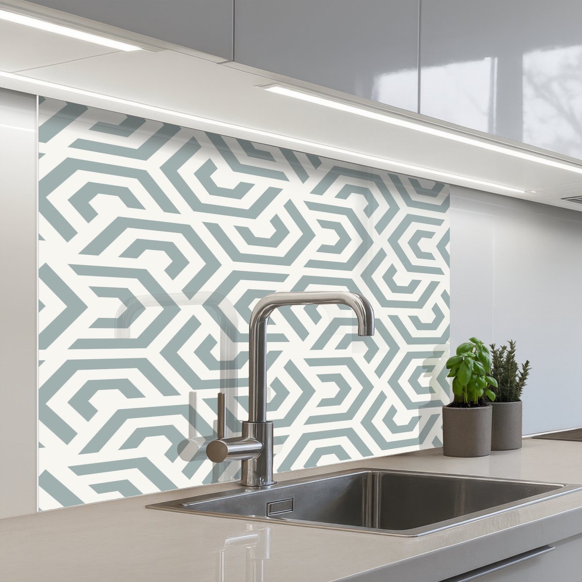 Keuken achterwand 100x80 cm - Spatscherm zelfklevend Design - Lijn - Patroon - Groen - Muurbeschermer - Spatwand fornuis