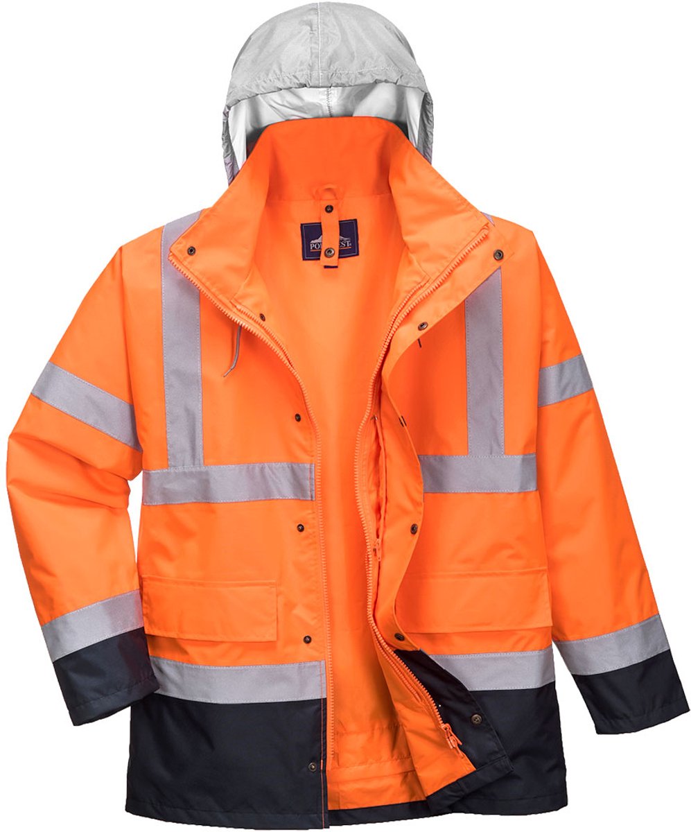 Portwest Hi-Vis 4-in-1 Contrast Traffic Jack S471 /Marine Oranje