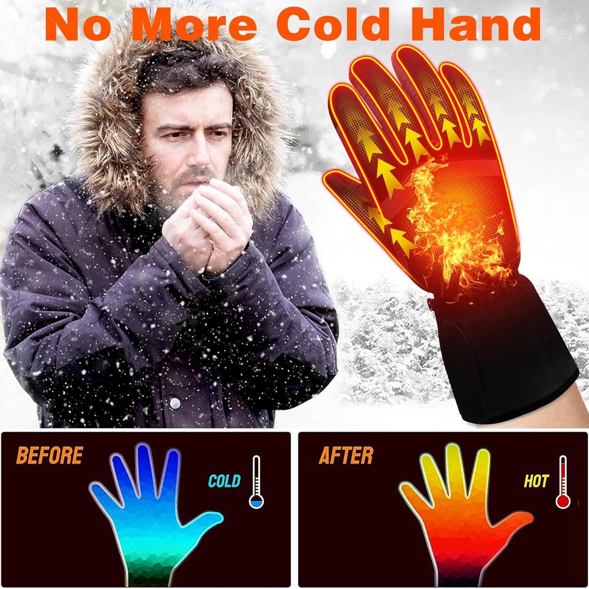 Verwarmde handschoenen voor mannen en vrouwen - waterdichte en winddichte elektrische handwarmers met touchscreen - geschikt voor wandelen, skiën en buitensporten in de winter — cadeau in Sport & Outdoor - foto 2
