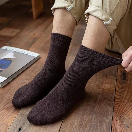 6 paires de chaussettes en laine pour hommes, automne et hiver, chaussettes épaisses et chaudes de couleur unie, chaussettes simples en éponge, décontractées, chaussettes longues résistantes au froid, chaussettes d'hiver résistantes au froid