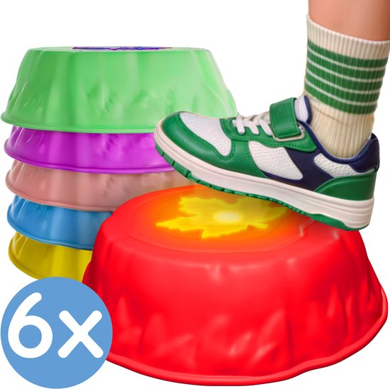 Silvergear Stapstenen met LED-licht 6 Stuks - Train Je Balans en Evenwicht - Educatief Montessori Speelgoed - Spelletjes - Balance Board - Stepping Stones voor Kinderen - Balansstenen - Cadeau voor Jongens en Meisjes - 3, 4, 5, 6, 7, 8, 9, 10 Jaar