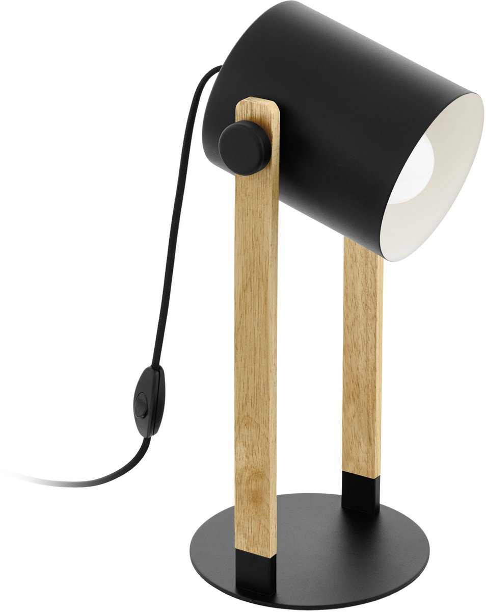 EGLO Hornwood Tafellamp - 1 lichts - 42cm - E27 - Hout/zwart - FSC Hout
