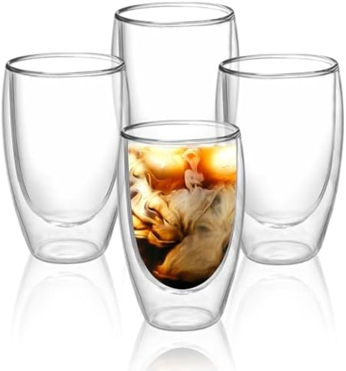 PromoHome Dubbelwandige Isolatiedrinkglazen - Set van 4 - 450ml - Temperatuurbestendig