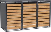 Viking Choice - Container ombouw / kliko ombouw - voor 3 containers - 198,5x80x116cm - antraciet, houtlook