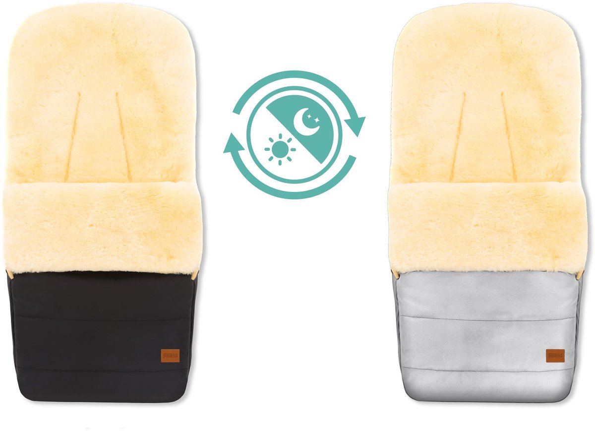 Winter Voetenzak Kinderwagen & Buggy - Reflecterend - Teddyvoering - Waterafstotend & Winddicht - Lamsvacht Medicinaal Gelooid - Fillikid