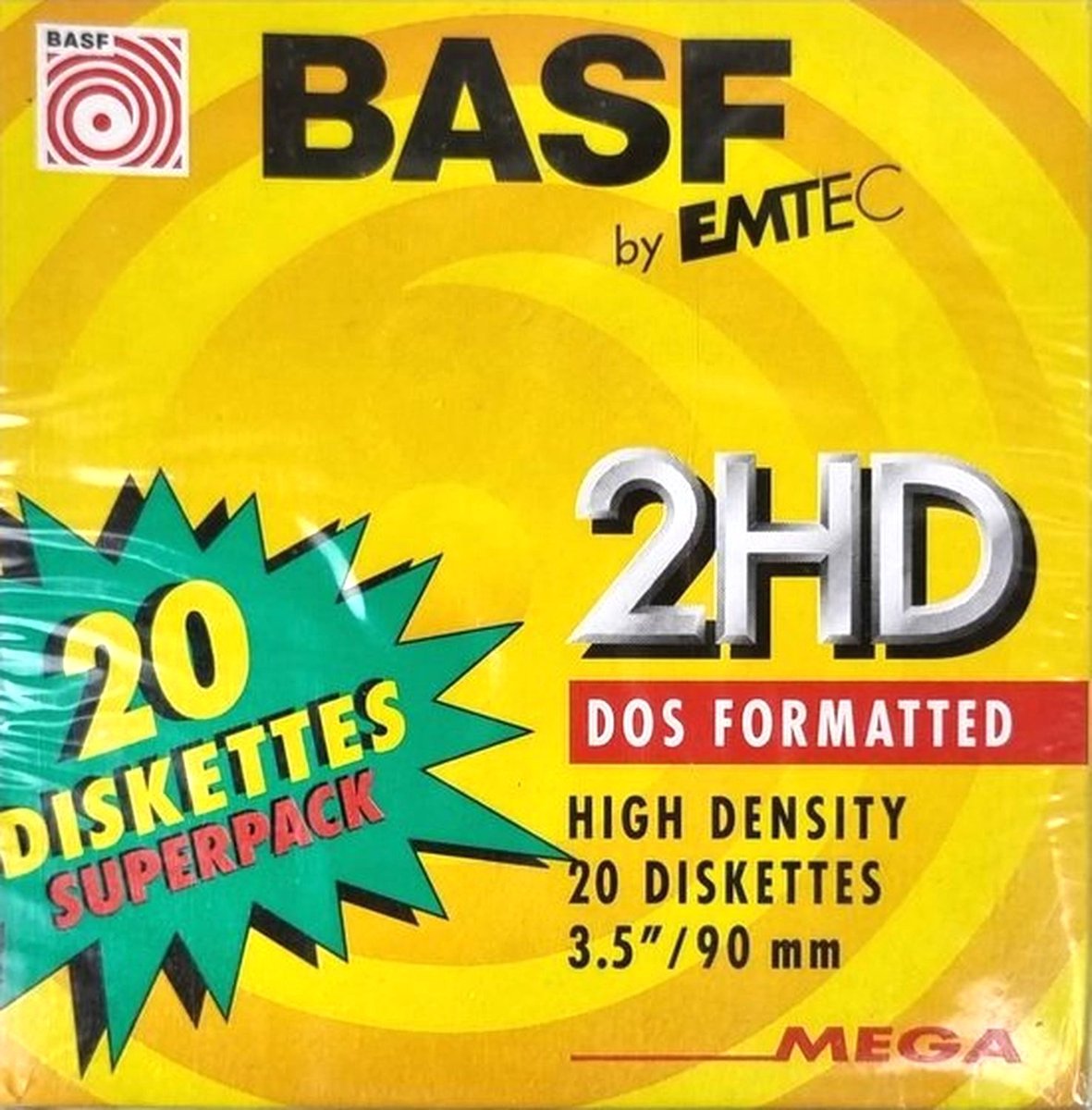BASF van Emtec - 20 stuks - 2HD 3,5 inch floppy disks DOS geformatteerd / Floppy diskettes.