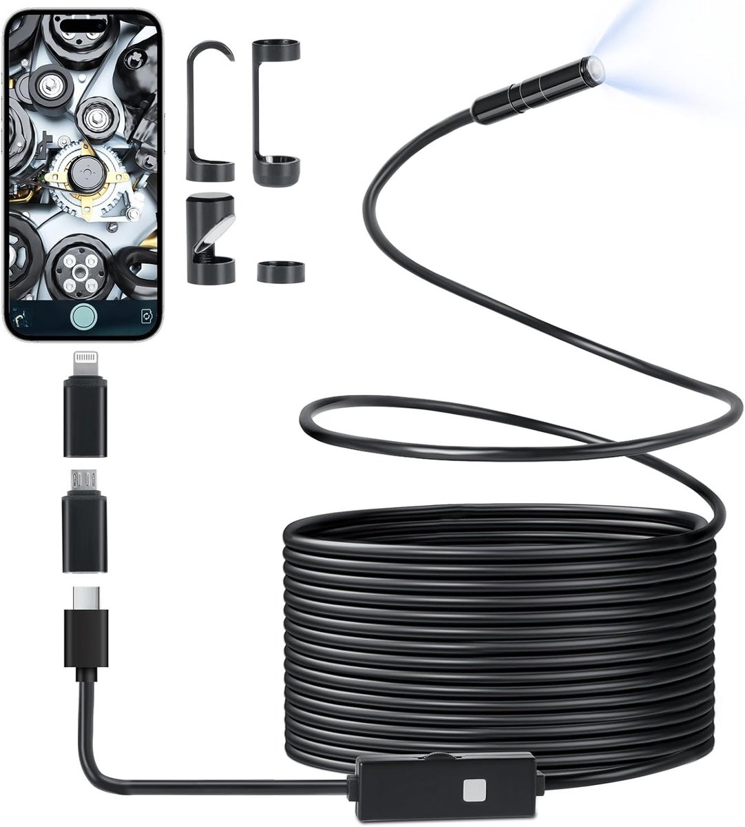 Industriële inspectiecamera 8,2 mm - HD-endoscoop met waterdichte functie en 8 ledlampjes voor smartphone
