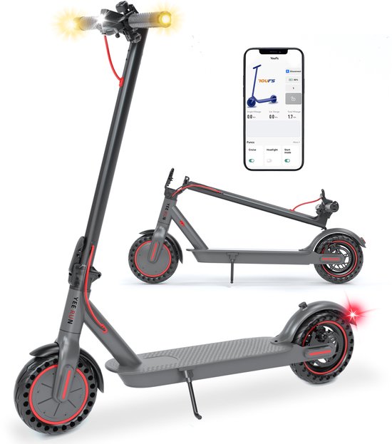 YEE RUN Elektrische Step - Inklapbaar Electric Scooter - 350W Motor - Max. snelheid 25km/u - Bereik 25-30km - Met APP - Zwart.