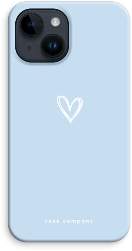 Case Company® - Coque compatible avec iPhone 14 - Klein Cœur Blauw - Coque Rigide - Protection Maximale sur Tous les Côtés et les Bords de l'Écran