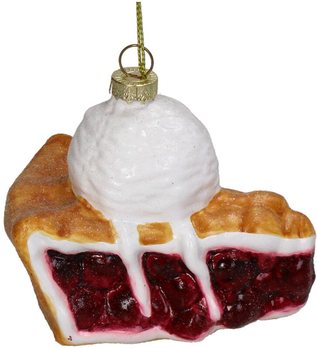 HD Collection glazen kerst ornament kersthanger kersentaart 8.5 cm uit de collectie The Christmas Bakery - de Kerst Bakkerij