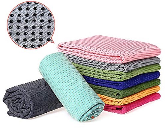 Microvezel Yogahanddoek met Antislip Noppen - Fitness Sportdoek voor Yogamat - Mintgroen — afbeelding 2