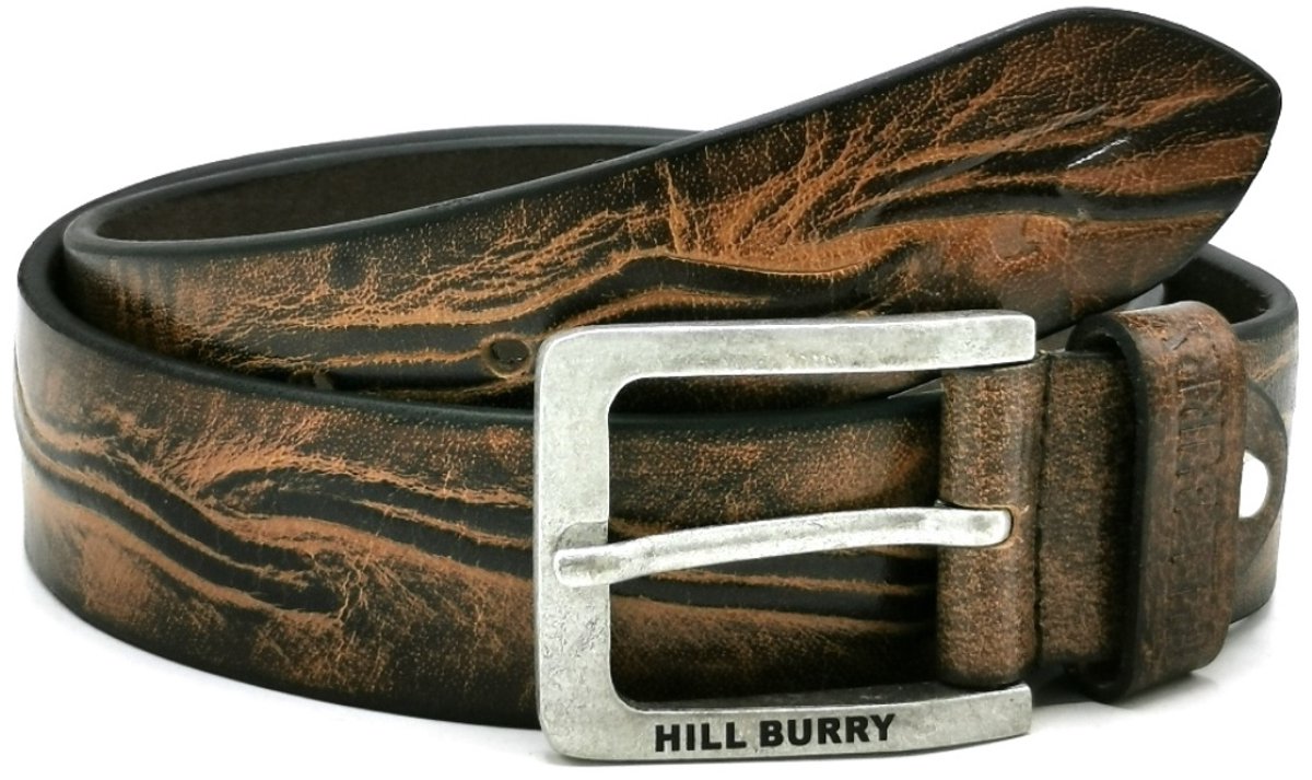 HillBurry Leren riem "Waves dubbel" - Maat 36 - 90cm - massief leer - maten - van 90cm t/m 115cm - kan ook eenvoudig zelf korter gemaakt worden zonder extra gaatjes te schieten
