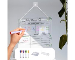 Jhubers Goods -Afwisbare Weekplanner voor Organisatie en Planning - Weekplanning - To Do List Planbord - Herbruikbare Planningstabellen - Koelkastkalender - Menuplanner - Kantoor School Keuken - Acryl - Veelzijdig en Duurzaam