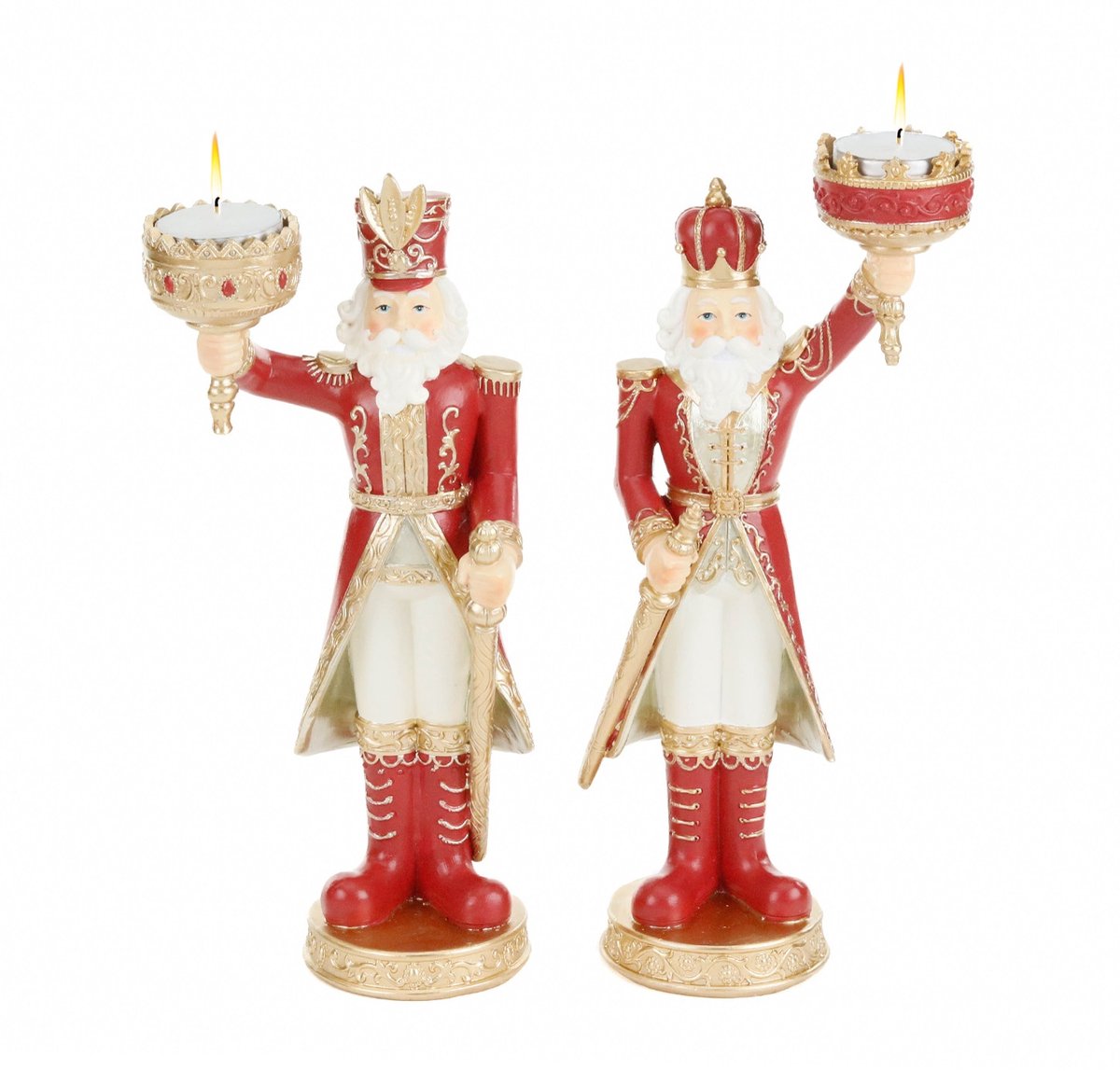 Goodwill Kaarsenhouder Notenkraker Goud-Crème-Rood H 28 cm per 1 stuk