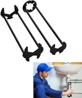 2 stuks - wastafelsleutel - Multifunctionele gootsteensleutel - Kraangereedschap - Universeel loodgietersgereedschap - Zwart - Geschikt voor keuken en badkamer - Sanitair Gereedschap voor Installeren/Verdwijderen van Kraanvaten/Schroeven