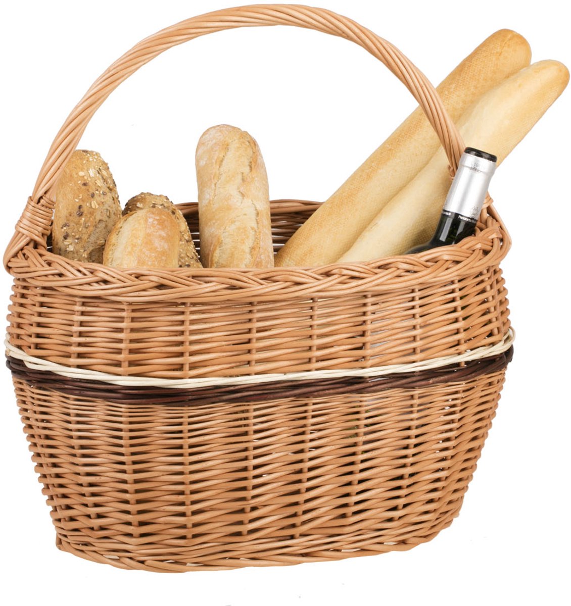 ThThe Wicker Stories – Rieten Boodschappenmand met Handvat – Handgemaakt in Europa – Gevlochten volgens UNESCO-erkende traditie – Perfect voor Boodschappen & Picknick