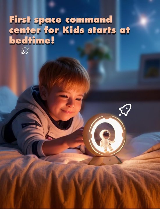 Nachtlampje voor kinderen, astronaut ruimte nachtlampje lamp met 12 niveaus koud warm licht oplaadbare dimbare kraan touch nachtlampje voor kinderen kinderen peuter slaapkamer nachtkastje van Merkloos — afbeelding 3
