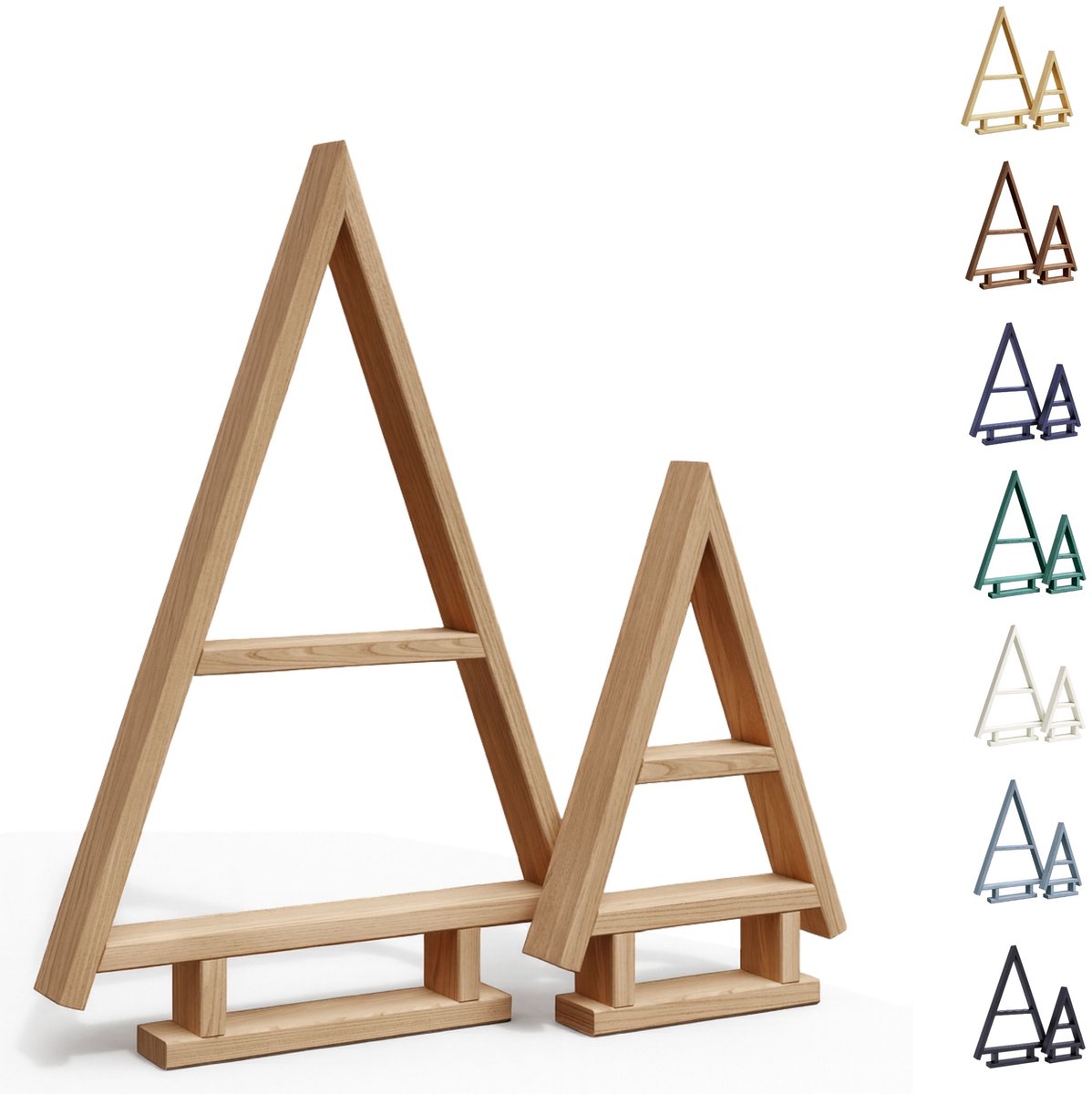 be4nature Houten Kerstboom Set van 2 Beige - Handgemaakte Dennenbomen, Ruimtebesparende Kerstdecoratie om Zelf te Stylen, Niet-geïmpregneerde Binnenbomen