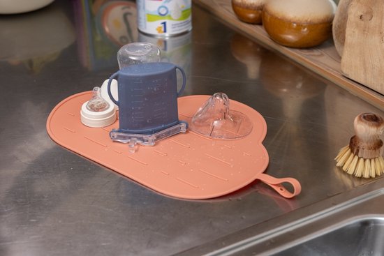 Bébé on the Move - Yummy Mat - Set de table et tapis anti-goutte 2 en 1 - Enroulable et portable - Compatible lave-vaisselle - Anti-poussière - Bloom