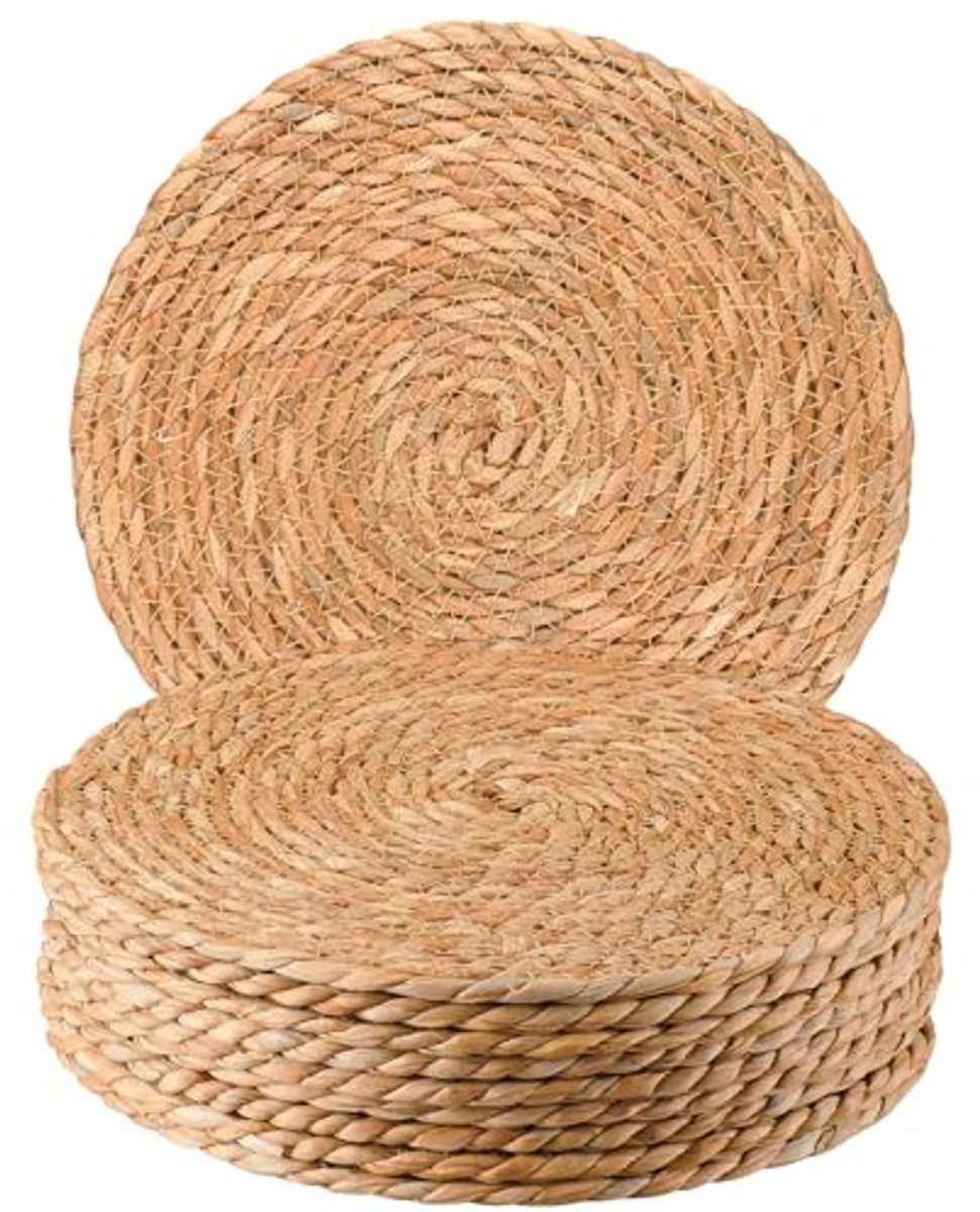 Ronde boho placemats set van 10 - handgeweven rieten tafelmatten voor eettafel
