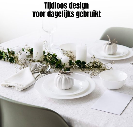 Bayt Kitchen Serviesset - Servies 6 Persoons - Servies - Bordenset - Serviesset 30 delig - Kommen- Schaaltjes - Porselein - Wit — afbeelding 4