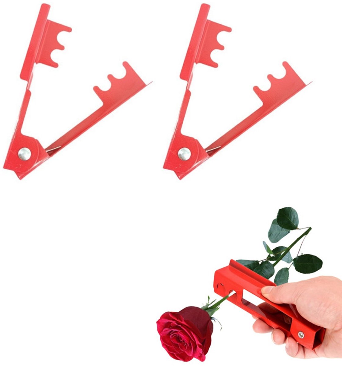 2 stuks - rozendoornverwijderaar - Rozendoornverwijderaar - Rozenbladverwijderaar - Bloemensnoeischaar - Tuingereedschap - Zacht voor bladeren - Sterk en duurzaam - Rood - 14 cm - Geschikt voor thuis en bloemist