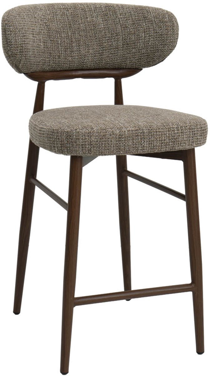 DÉJA Living Barkruk Milan - Taupe/Walnoot - Zithoogte 75cm - Set van 2
