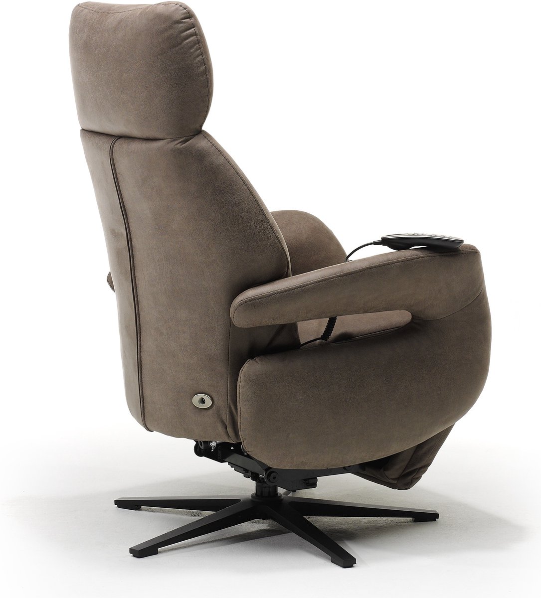Relaxfauteuil Milo – Microleder – Sta-op stoel - Elektrisch Verstelbaar – Met Accu – 2 Motoren – 360° Draaibaar – Liver – foto 4