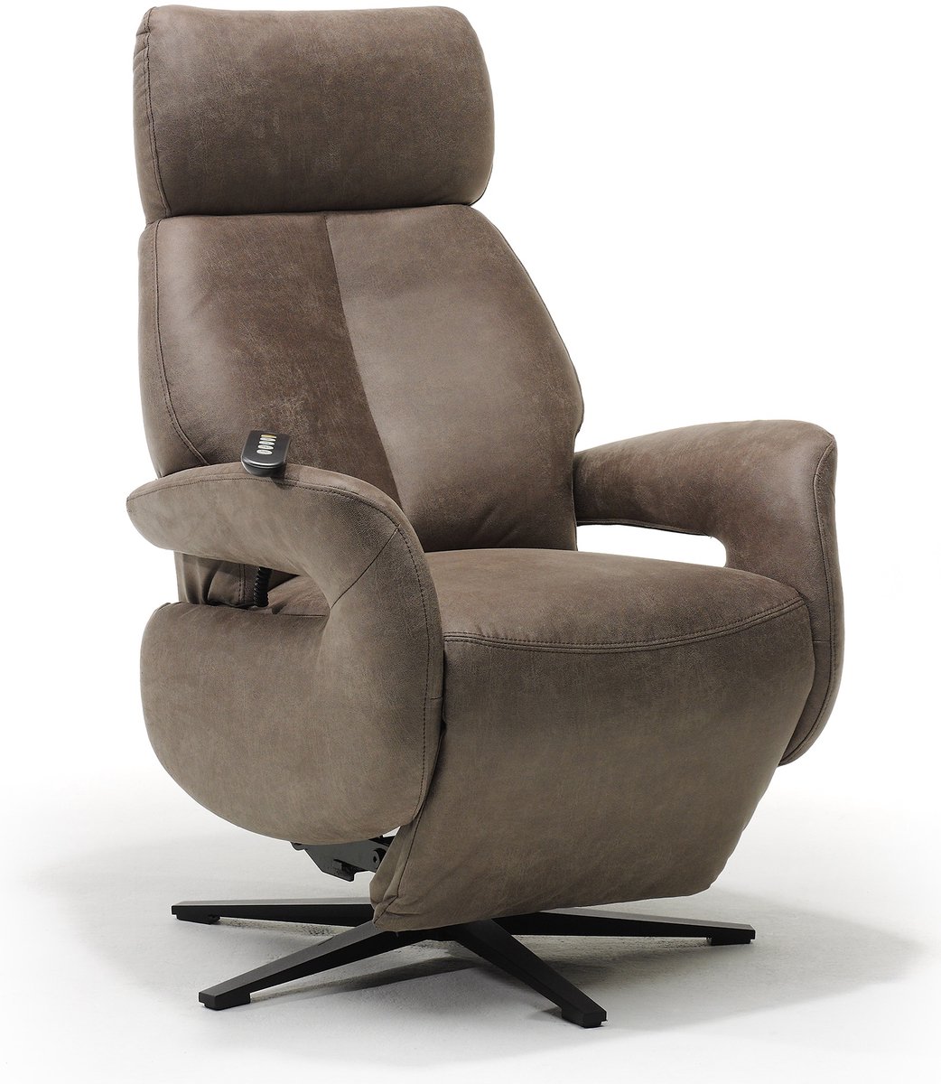 Relaxfauteuil Milo – Microleder – Sta-op stoel - Elektrisch Verstelbaar – Met Accu – 2 Motoren – 360° Draaibaar – Liver – foto 5