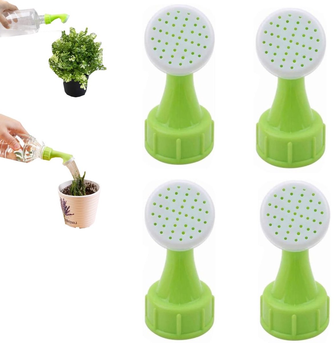4 sproeikoppen,gietermondstuk, gietersproeiers, doppen voor sproeiflessen, geschikt voor drinkflessen, zaden, zaailingen, tuinirrigatie (2,2*7cm, groen)