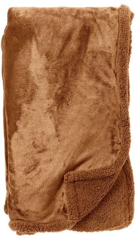 Dutch Decor - STANLEY - Plaid 150x200 cm - fleece deken met teddy en fleece - Tobacco Brown - bruin