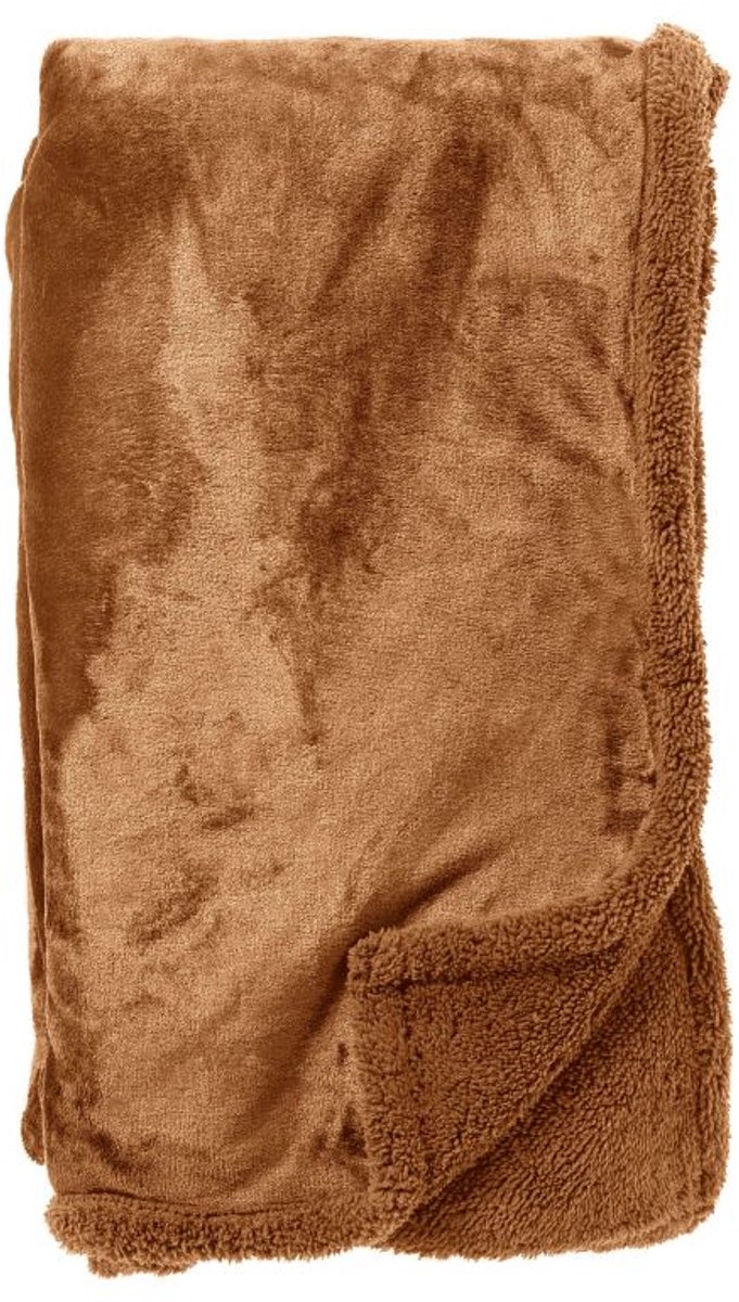 Dutch Decor STANLEY - Plaid 150x200 cm - fleece deken met teddy en fleece - Tobacco Brown - bruin