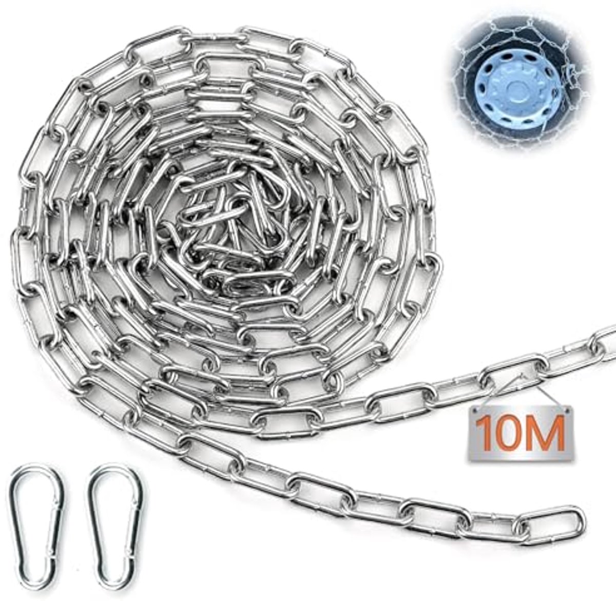 Robuuste 3 mm Ronde Stalen Ketting voor Garage Deuren en Hekken
