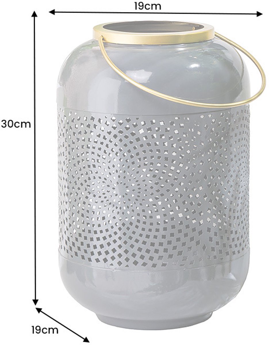 Decoratieve lantaarn CANDLELIGHT 30cm grijs metaal handgemaakte lantaarn - 43831