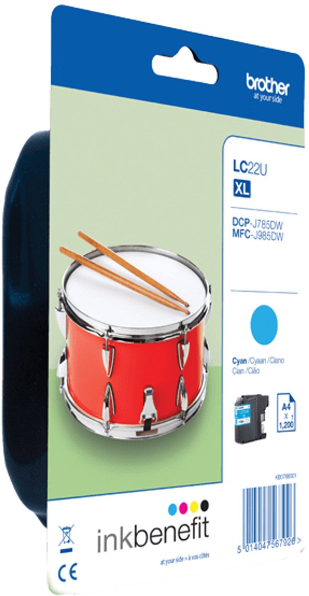 Original Ink Cartridge Brother LC-22U C XL Cyan