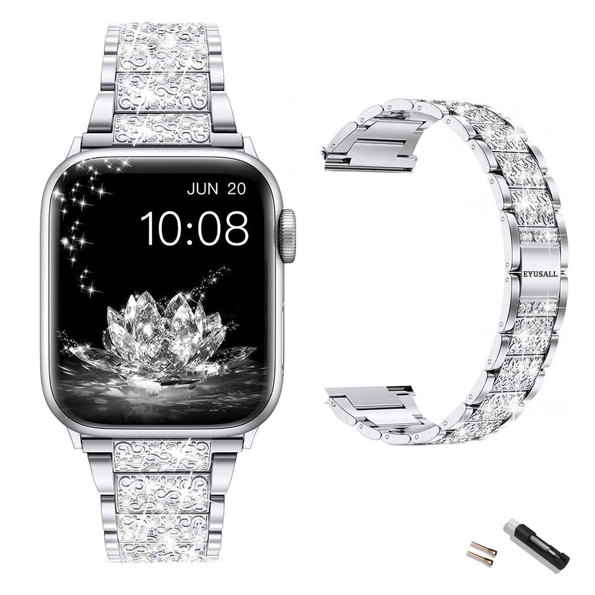 EYUSALL Sparkling Diamanten horlogeband voor Apple Watch - 38/40/41 mm - Compatibel met Serie 7-1 + SE