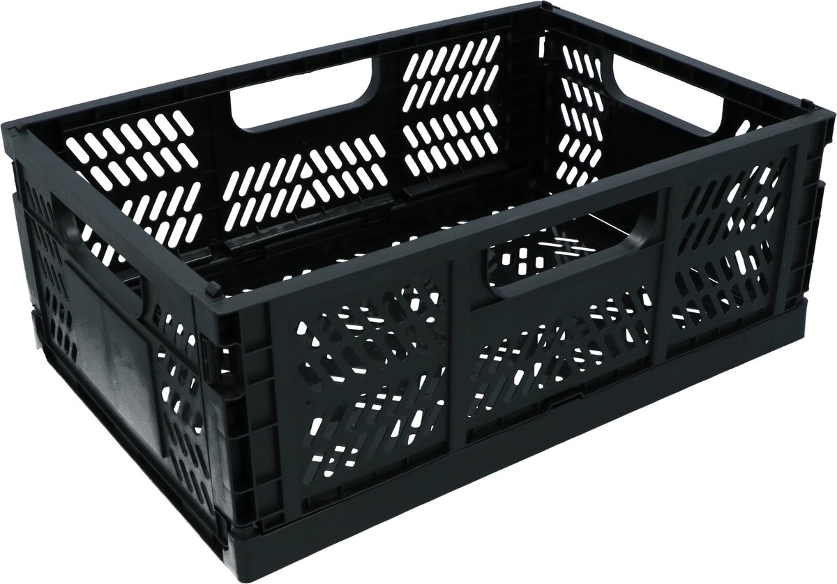 Dresco Fietskrat - Compact inklapbaar - Voor voordrager/bakkersrek of bagagedrager -17 Liter - 43x29x16 cm - Geperforeerde bodem