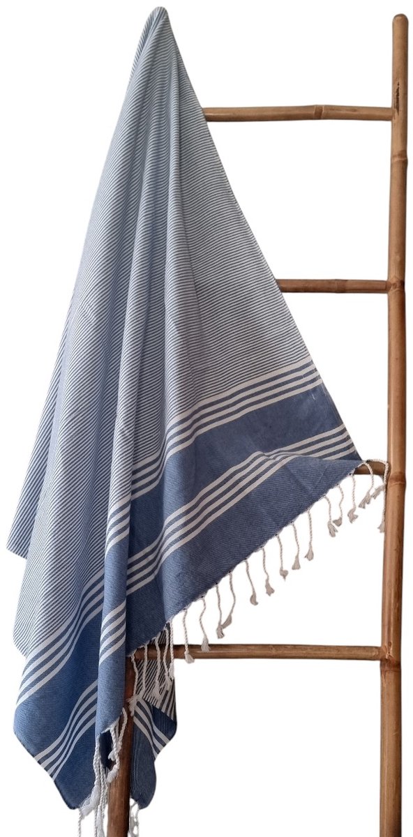 Ederlezi - Erfgoed Hamamdoek – Handgeweven - %100 Katoen, 100x180 cm - Blauw