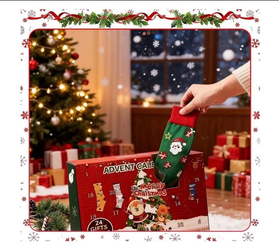 Calendrier De L'Avent Chaussettes 2025 - 24 Chaussettes Chaudes Et Douces Pour Femmes Et Hommes, Compte à Rebours De Noël Festif