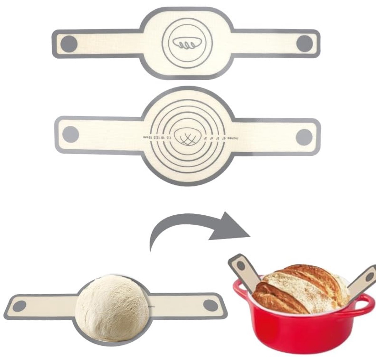 Siliconen Bakmat met Lange Handgreep voor Brood Bakken in een Dutch Oven