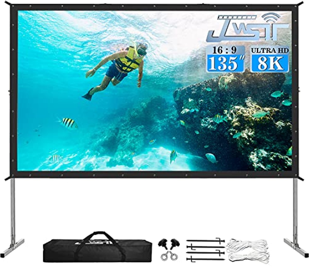 Image of 135 Inch Outdoor Projector Screen – Portable PVC Projection Screen with Stand for Home Theater