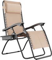 LifeGoods Opvouwbare Tuinstoel - Ligstoel Tuin - 30°-90° Verstelbaar - Metaal - Beige