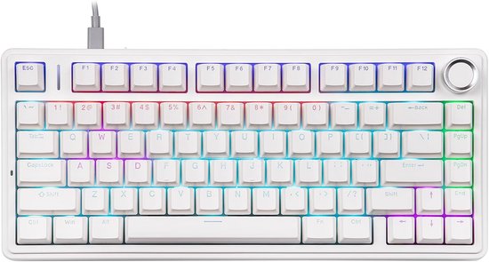 EPOMAKER x AULA F75 - Wit - Mechanisch Toetsenbord - Wired - RGB - 75% - QWERTY - Gaming Keyboard - Red Switch
