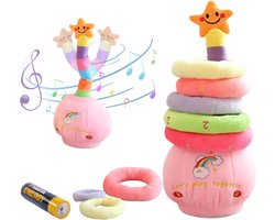 PlayMoon® Dansende Cactus Roze – Met Werp Ringen - Pratende Cactus- Interactief Speelgoed met 120 Liedjes, Opnamefunctie & LED – Educatief Cadeau voor Kinderen