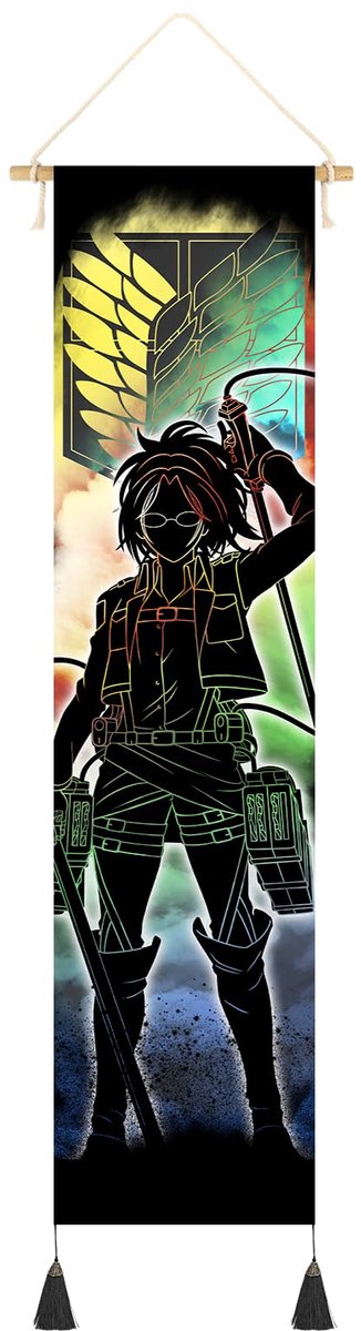 Azomor® Stijlvolle Wanddecoratie met Japanse Anime Figuren en Houten Ophangstang