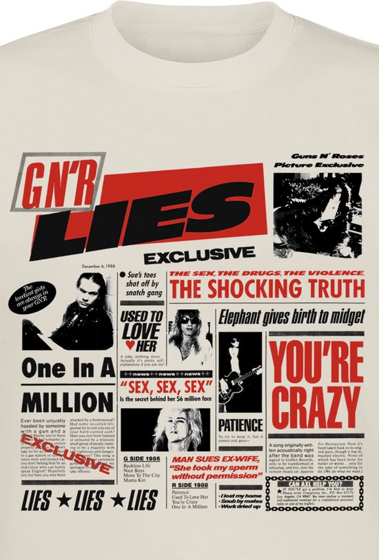 T-shirt Guns N' Roses Lies écru XL Katoen - Produits dérivés du groupe, Groupes