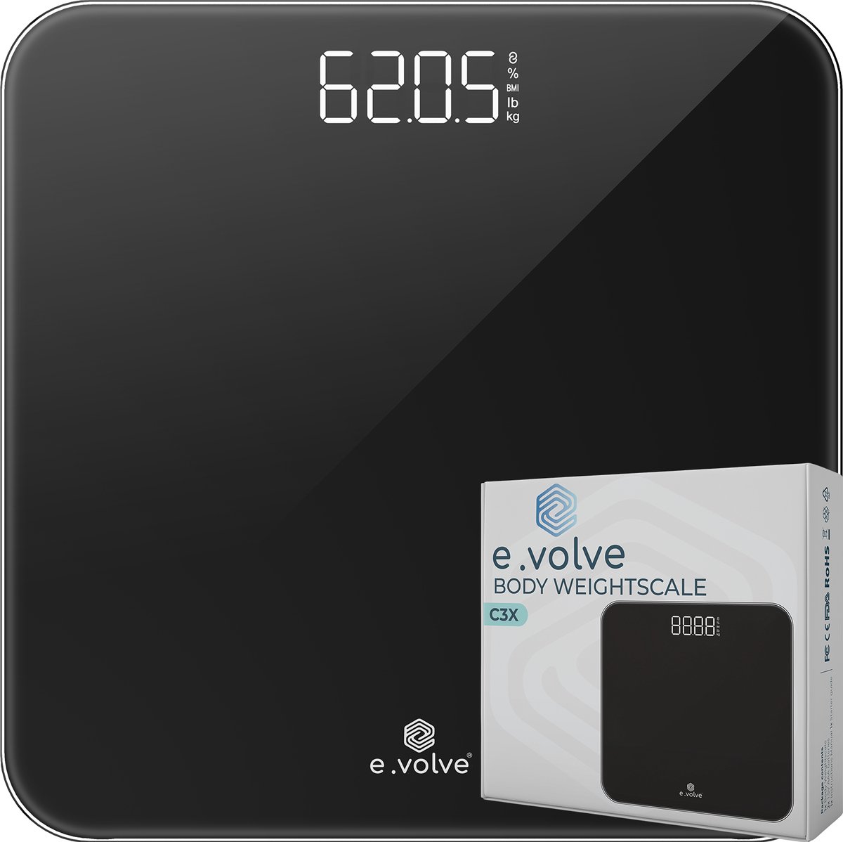 e.volve Weegschaal Personenweegschaal Digitaal - Incl. Batterijen - Digitale Weegschaal