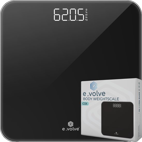 e.volve Weegschaal Personenweegschaal Digitaal - Incl. Batterijen - Digitale Weegschaal