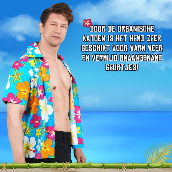 T-shirt Tropical Hawaii Zebra & Friends - Taille L - Déguisements - Déguisements Tropical - Fleurs - Multicolore - Oranje