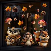 Raamstickers herfst LARGE - Statische herbruikbare herfst stickers